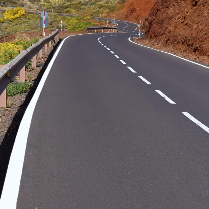 Framed Print : Canary Islands winding road curves in red mountain