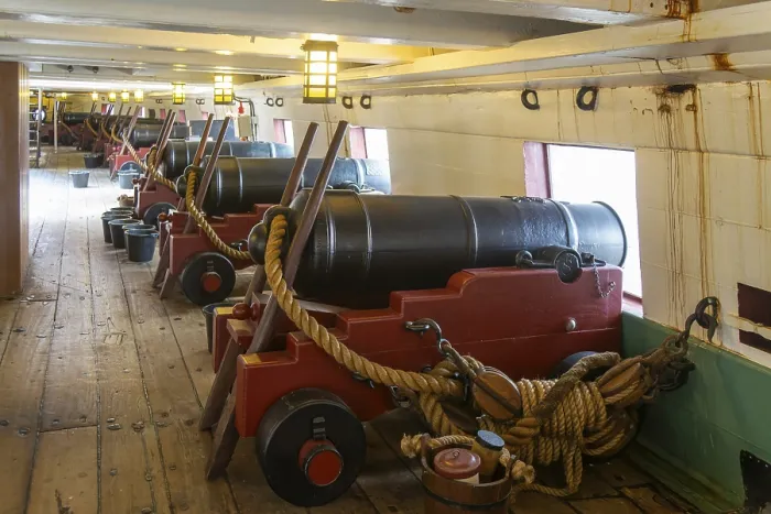 Framed Print : Cannons on gun deck of HMS Trincomalee