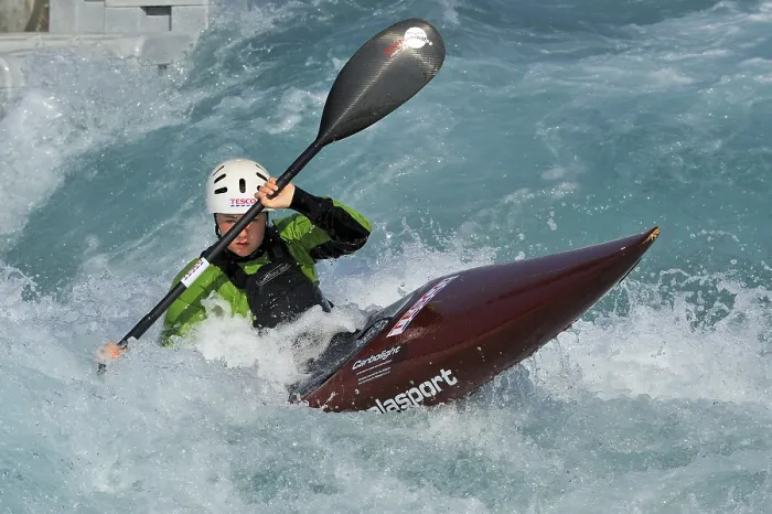 Framed Print : A canoeist at the 2012 Olympic White Water Centre on opening day Framed Print : A canoeist at the 2012 Olympic White Water Centre on opening day