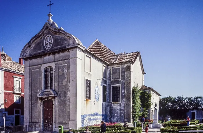 Framed Print : Capela de Santa Luzia with Azulejos and Lisbon Garden