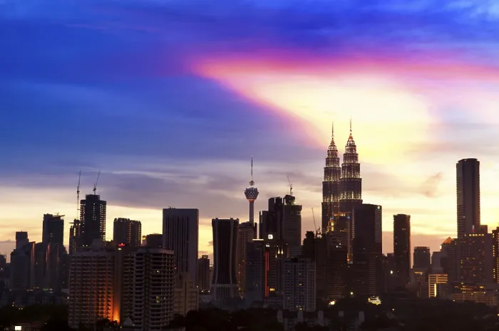 Framed Print : The capital of Malaysia, Kuala Lumpur city skyline sunset view