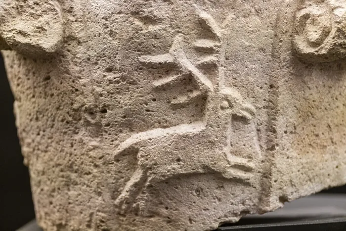 Framed Print : Capital with a running deer, 6th century