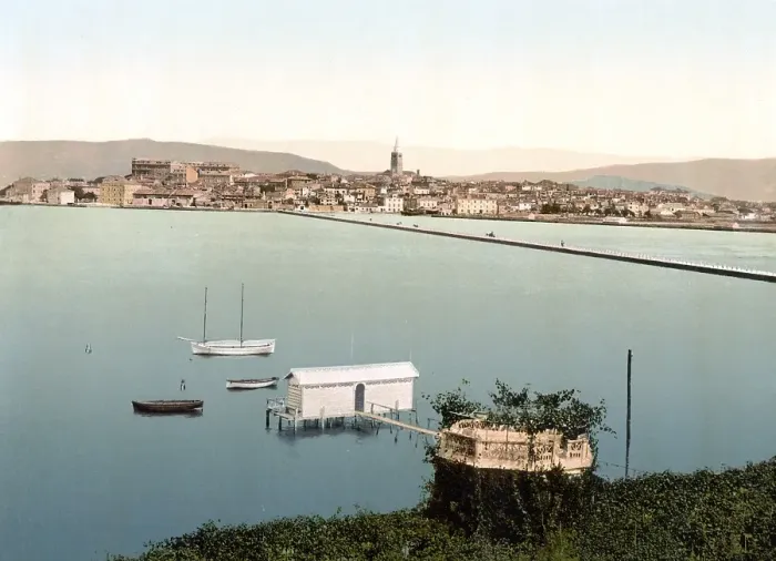 Framed Print : Capo d'Istria, Capodistria, today Koper, general view, Istria, Austro-Hungary, Austro-Hungarian Empire, today Slovenia, Historical, around 1900, digitally restored reproduction from a 19th century original, today Koper, general view, Istria