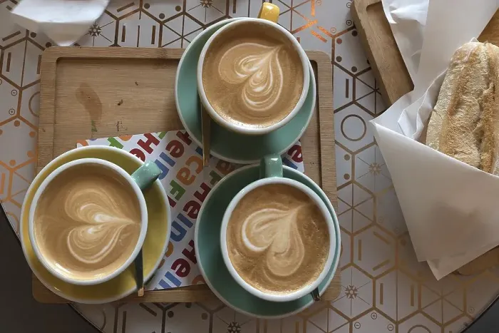 Framed Print : Three cappuccinos with heart in milk foam Framed Print : Three cappuccinos with heart in milk foam