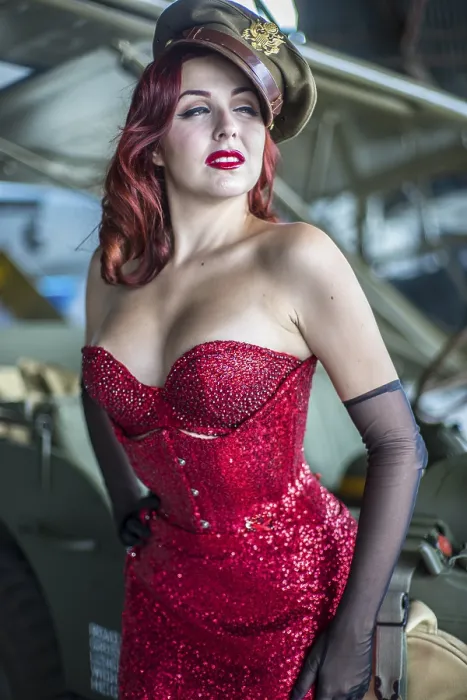 Framed Print : Captain, beautiful woman with pinup style of the Second World War