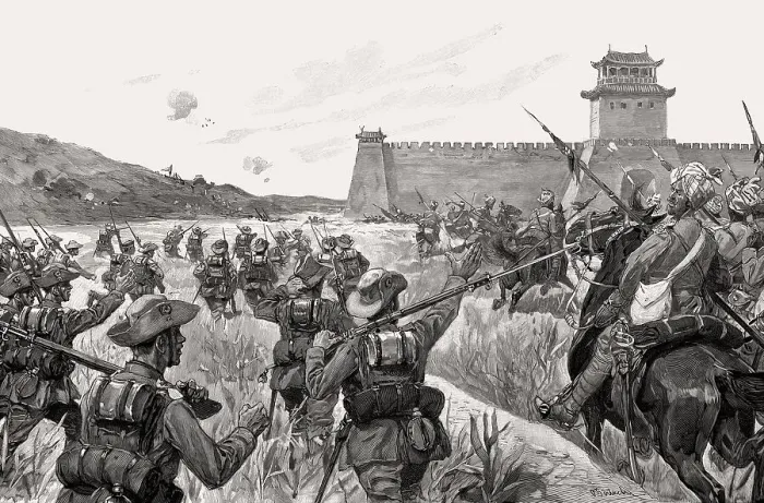Framed Print : The Capture of Lianghsiang by the German infantry and the Bengal Lancers