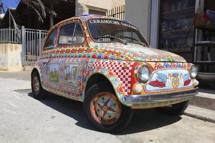 Framed Print : Car, colourfully painted 500 Fiat Framed Print : Car, colourfully painted 500 Fiat