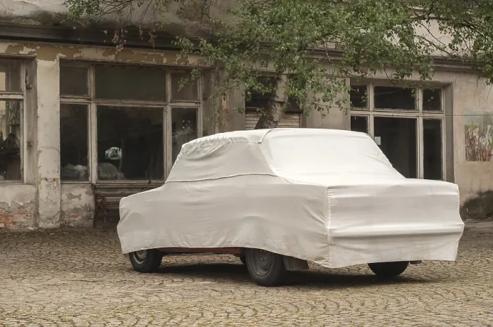 Framed Print : Car cover on obsolete vintage car closeup Framed Print : Car cover on obsolete vintage car closeup