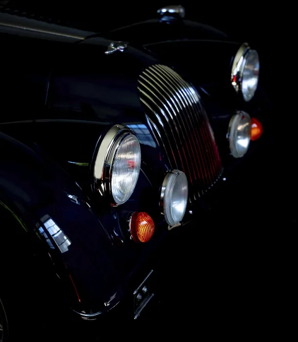 Framed Print : Car Lamps and Car Grille on the Front of a an Old Classic Car in Switzerland