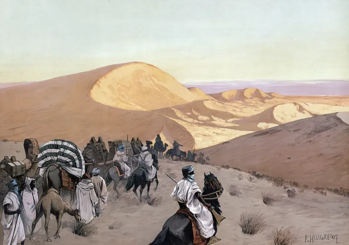 Framed Print : Caravan on the way through the dunes of the Sahara Framed Print : Caravan on the way through the dunes of the Sahara