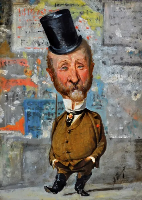 Framed Print : Caricature by Angiolo Tricca, 1875