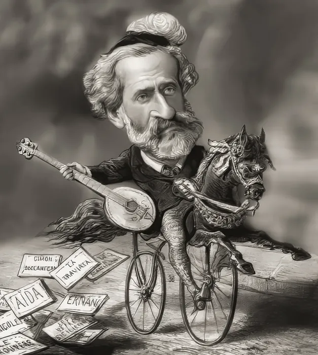 Framed Print : Caricature of Giuseppe Verdi, 1813 - 1901
