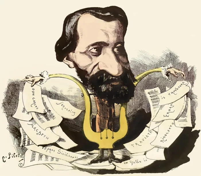 Framed Print : Caricature of Giuseppe Verdi, 1813 - 1901
