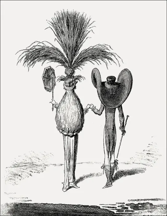 Framed Print : Caricature on headdress, popular in the 18th century Framed Print : Caricature on headdress, popular in the 18th century