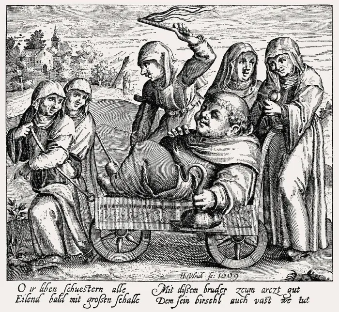 Framed Print : Caricature of the intemperate life of the monks and nuns