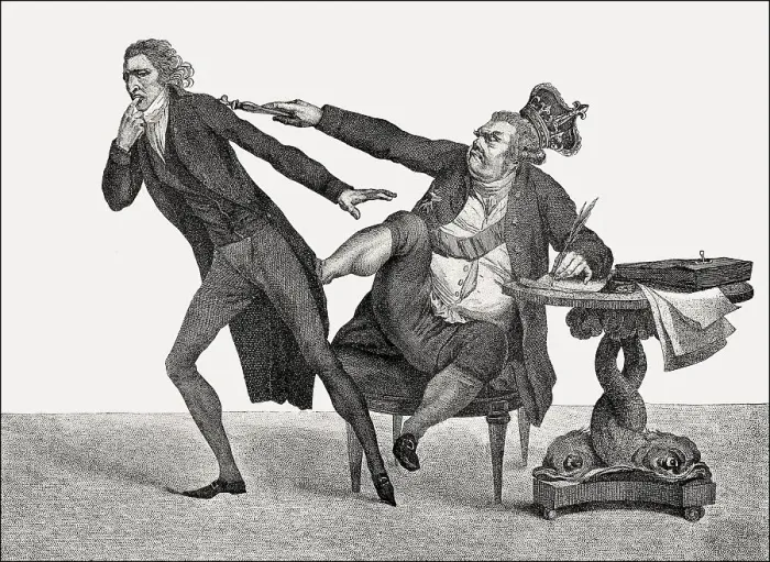 Framed Print : Caricature on King George III and William Pitt the Younger