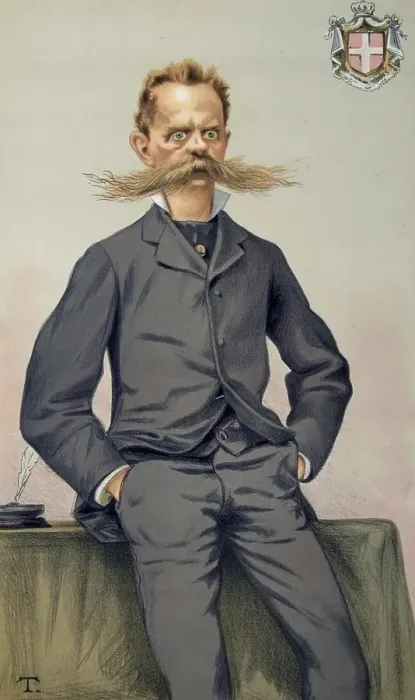 Framed Print : Caricature of Umberto I, Humbert I, Umberto Rainerio Carlo Emanuele Giovanni Maria Ferdinando Eugenio di Savoia (14 March 1844 - 29 July 1900), descended from the House of Savoy and was King of Italy from 1878 to 1900