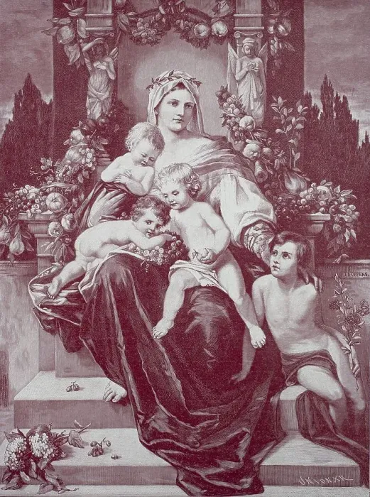 Framed Print : Caritas as Mother and Saint with Four Children Framed Print : Caritas as Mother and Saint with Four Children