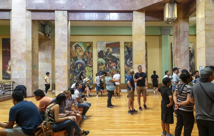 Framed Print : Carnival de la Vida Mexicana 1936 mural by Diego Rivera inside Palacio de Bellas Artes