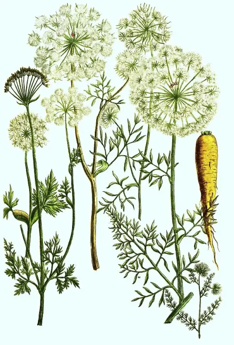 Framed Print : Carrots, Daucus, a plant genus within the umbellifer (Apiaceae) family