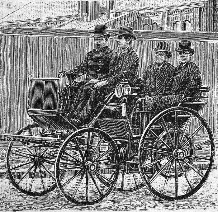 Framed Print : Cars with a daimler engine, historical illustration
