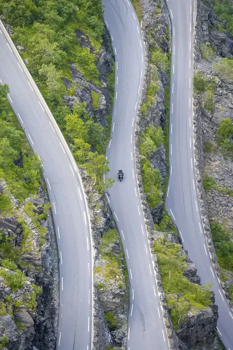 Framed Print : Cars on the mountain road Trollstigen