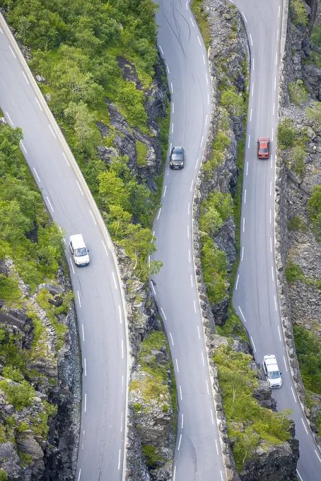 Framed Print : Cars on the mountain road Trollstigen Framed Print : Cars on the mountain road Trollstigen