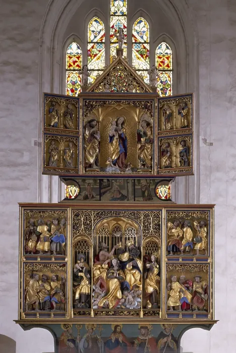 Framed Print : Carved altar, St. Saint, Saint