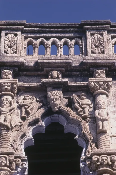 Framed Print : Carved facade of Satyabhama Temple