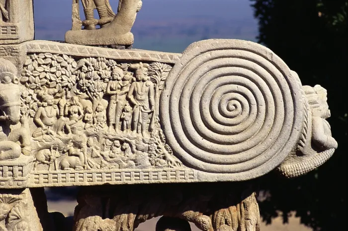 Framed Print : Carved on gate of Sanchi stupa