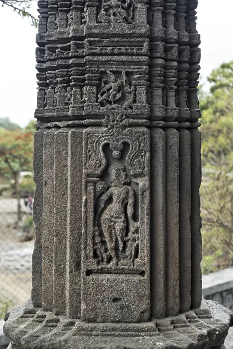 Framed Print : Carved stone pillar in Iyeshwareshware Shiva temple