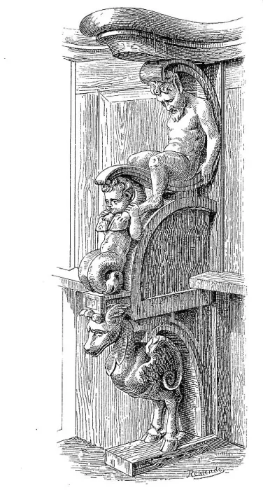Framed Print : Carvings at the Choir Chair in the Nikolauskapelle in Mainz Cathedral