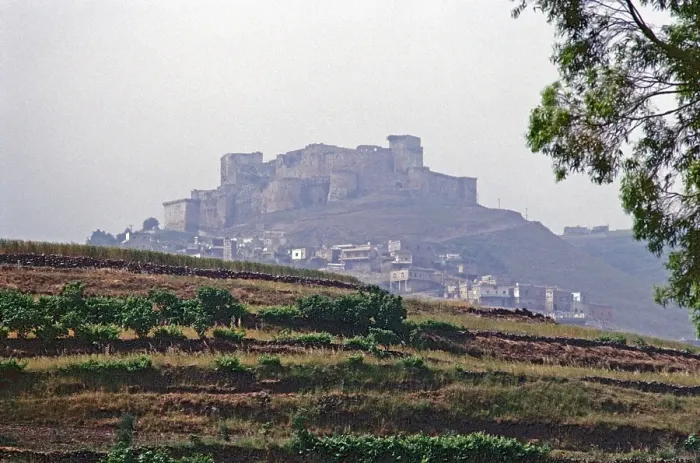 Framed Print : Castle, Krak des Chevaliers, Homs, Syria, May 1987, vintage, retro, old, historical, Asia