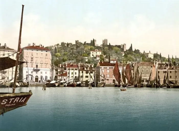 Framed Print : The castle of Pirano, Istria, Austro-Hungary