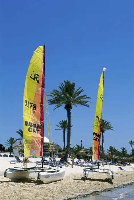 Framed Print : Catamarans on the beach, Club Med Djerba La Douce