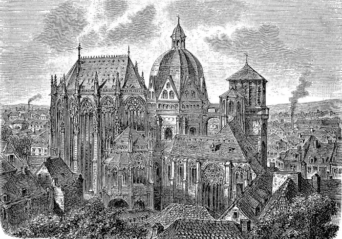 Framed Print : The Cathedral of Aachen in Germany in 1870