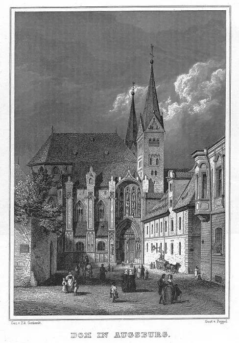 Framed Print : Cathedral, Augsburg, drawing by Ed