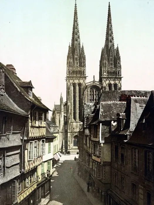 Framed Print : Cathedral of St Corentin, City of Quimper in Brittany