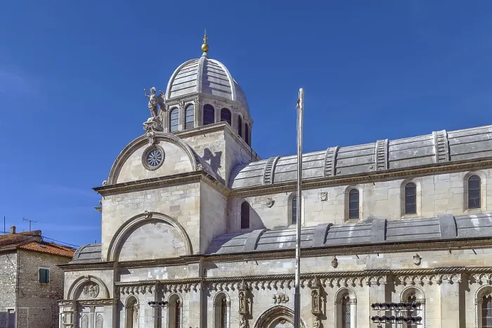 Framed Print : Cathedral of St. James is a triple-nave basilica in the city of Sibenik