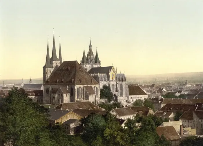 Framed Print : Cathedral and St. Mary's Church in Erfurt