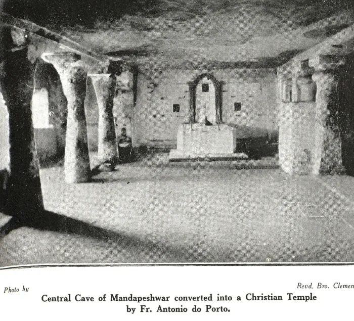 Framed Print : Catholic Community Central Cave of Mandapes hwar converted into Chris tian temple by Fr. Antonio do Porto, Maharas htra, India, As ia