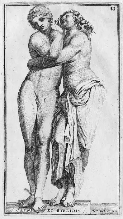 Framed Print : Cauno e Bibli, Kaunos, a figure from Greek mythology and Byblis