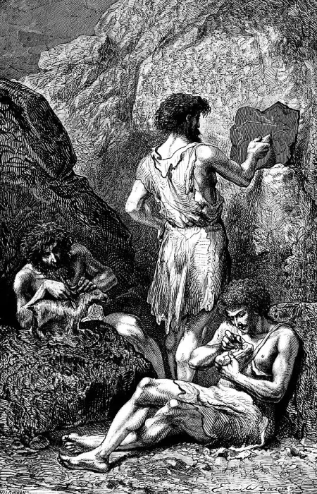 Framed Print : Cave dwellers painting walls and tools, rock cave, stone age, painting, early history of mankind, neolithic, cave painting, anthropology, palaeontology, historical illustration 1880 Framed Print : Cave dwellers painting walls and tools, rock cave, stone age, painting, early history of mankind, neolithic, cave painting, anthropology, palaeontology, historical illustration 1880