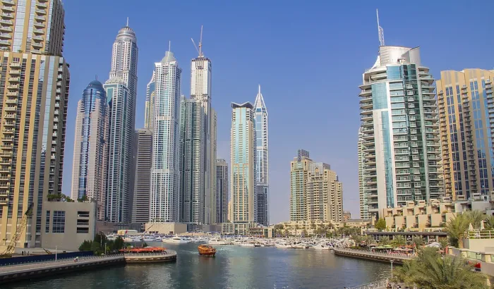 Framed Print : Cayan Tower and Infinity Tower Skyline is a skyscraper in the Dubai Marina in Dubai Cayan Tower