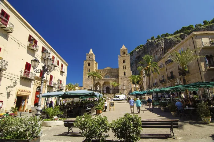 Framed Print : CEFALU, ITALY - SEPT 11, 2015: The Cathedral-Basilica of Cefalu or Duomo di Cefalu is a Roman Catholic church in Cefalu