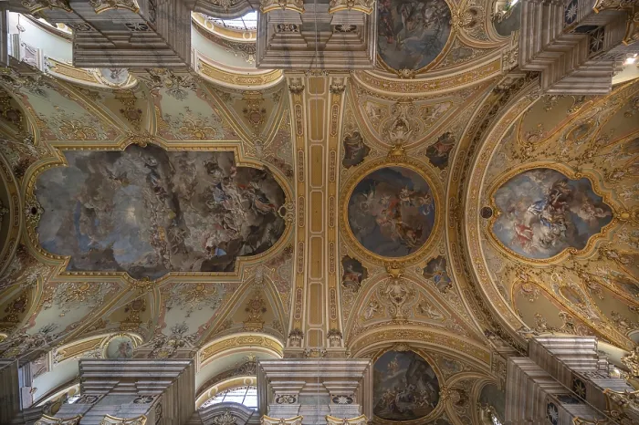 Framed Print : Ceiling vault with frescoes in Bressanone Cathedral