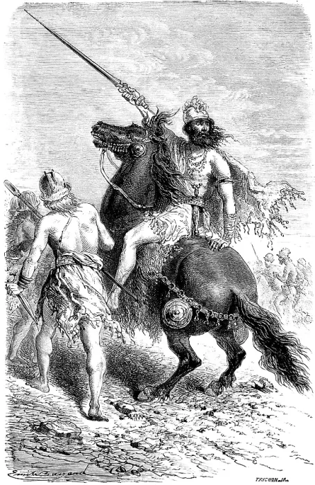 Framed Print : Celtic warrior with helmet and sword on horseback, rider and leader in a battle, weapons, dagger, lance, Iron Age ethnic group in Europe, people, history of mankind, historical illustration 1880 Framed Print : Celtic warrior with helmet and sword on horseback, rider and leader in a battle, weapons, dagger, lance, Iron Age ethnic group in Europe, people, history of mankind, historical illustration 1880