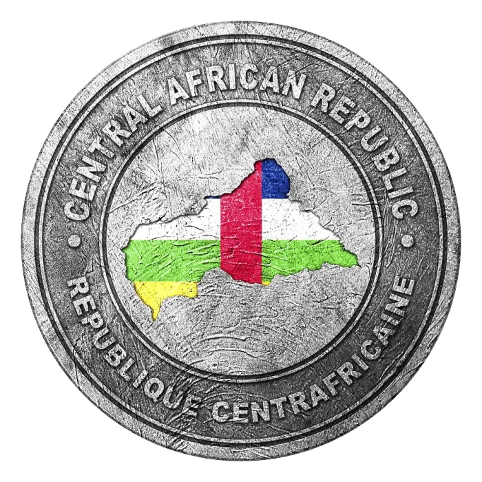 Framed Print : Central African Republic Flag Button with Map Framed Print : Central African Republic Flag Button with Map