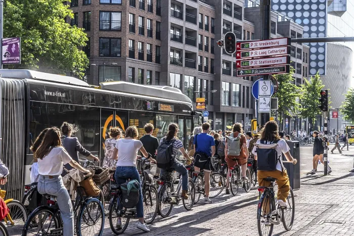 Framed Print : Central cycle path on the Lange Viestraat