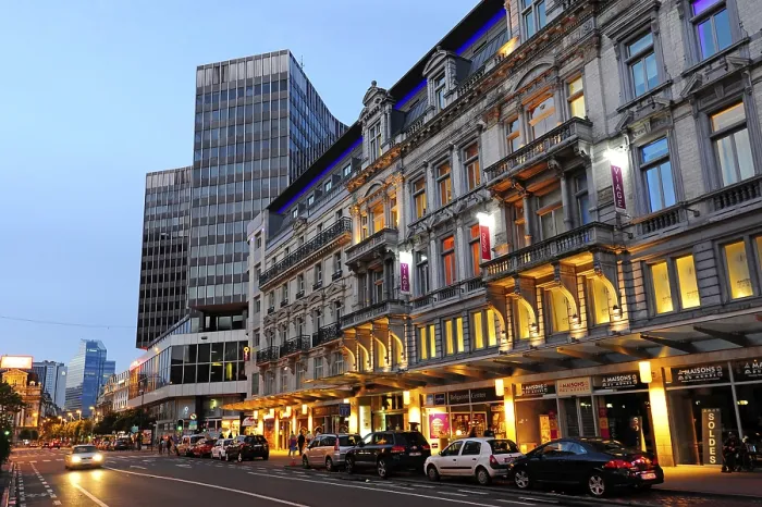 Framed Print : Centre Monnaie at dusk, a commercial building complex
